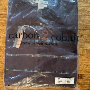 Carbon2Cobalt Men's Navy Striped Casual Shirt